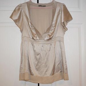 Bcbgmaxazria Women's Gold and Cream Blouse